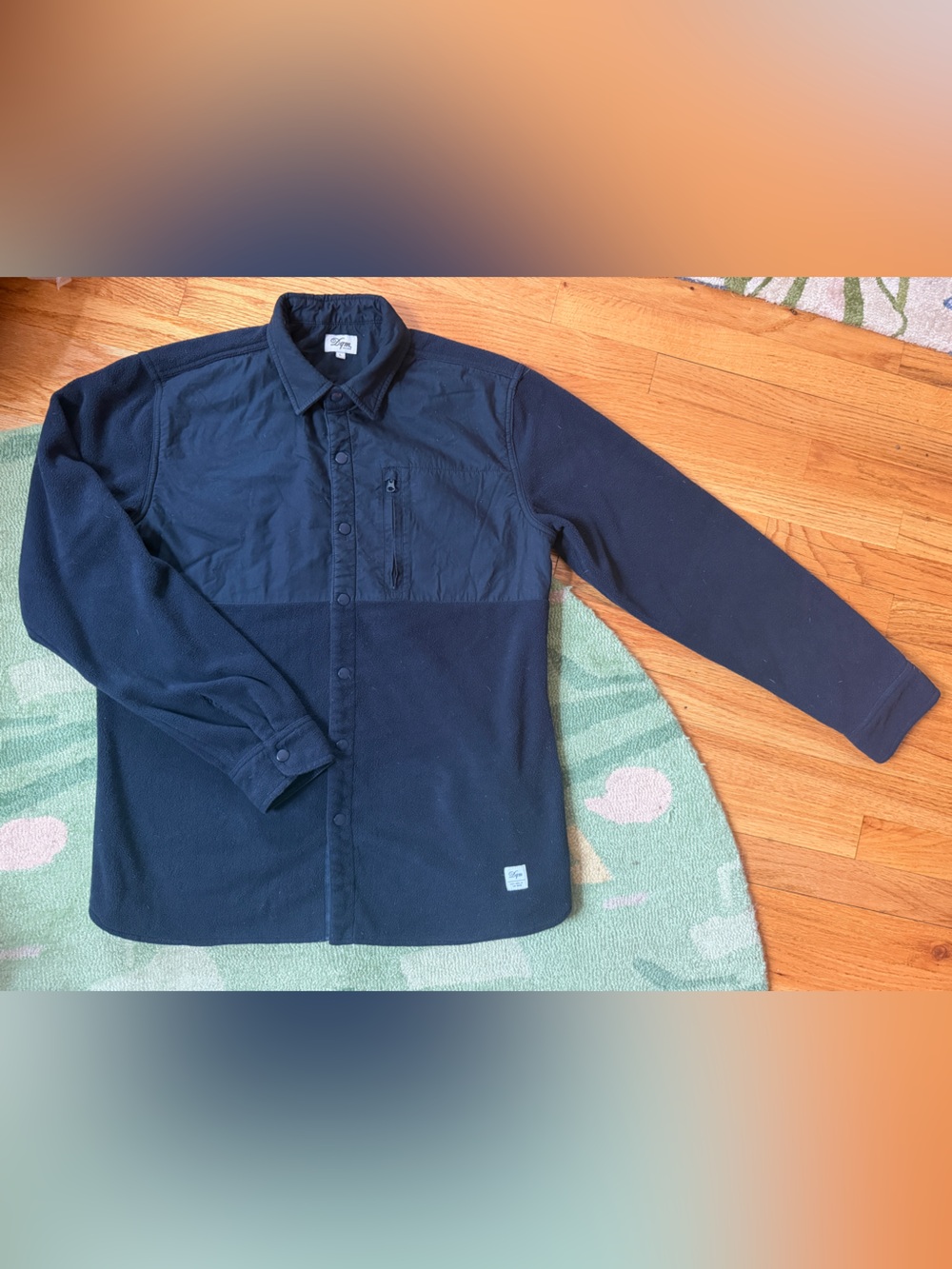 DQM Fleece button down shirt, Navy, L